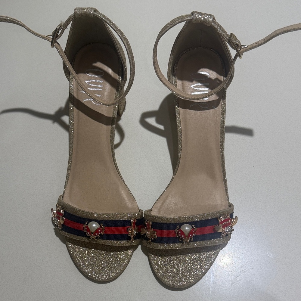 Chic Gold Ankle Strap Heels